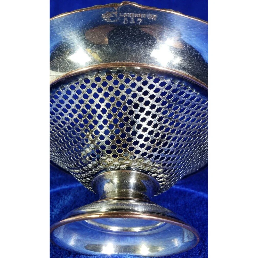 L. B. S. Co. Sheffield Vintage Silver Open Basket Weave Grapevine ~ Beautiful
